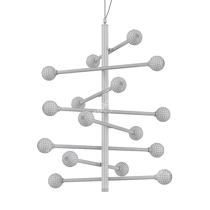 Elegant Brass Pendant Chandelier 3D model image 2