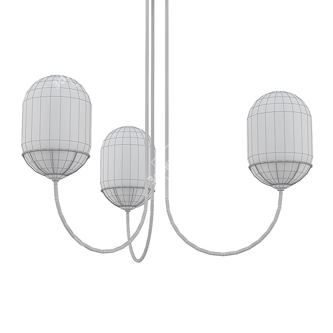 Elegant Carole Chandelier: White & Brass 3D model image 2