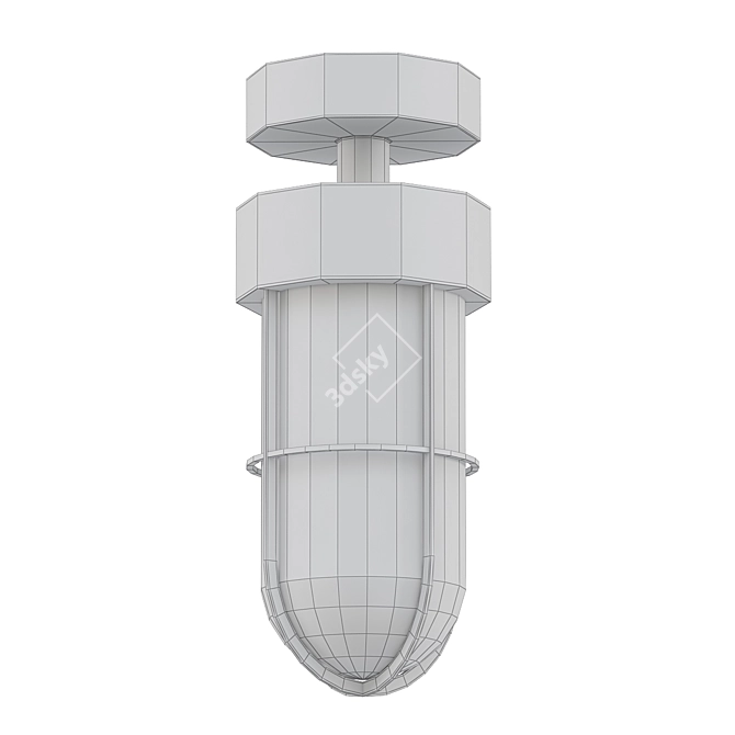 Rustic Frosted Cabin Flush 3D model image 2