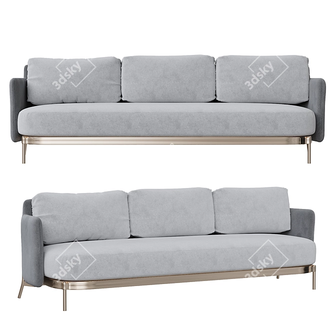 Contemporary Grey Akuta Designer Sofa 3D model image 1