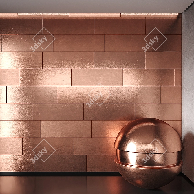 Copper Decor Panels: Seamless, Metallic Finish 3D model image 1