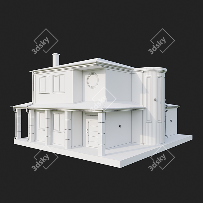 Modern Two-Story House with Rooftop Terrace 3D model image 4