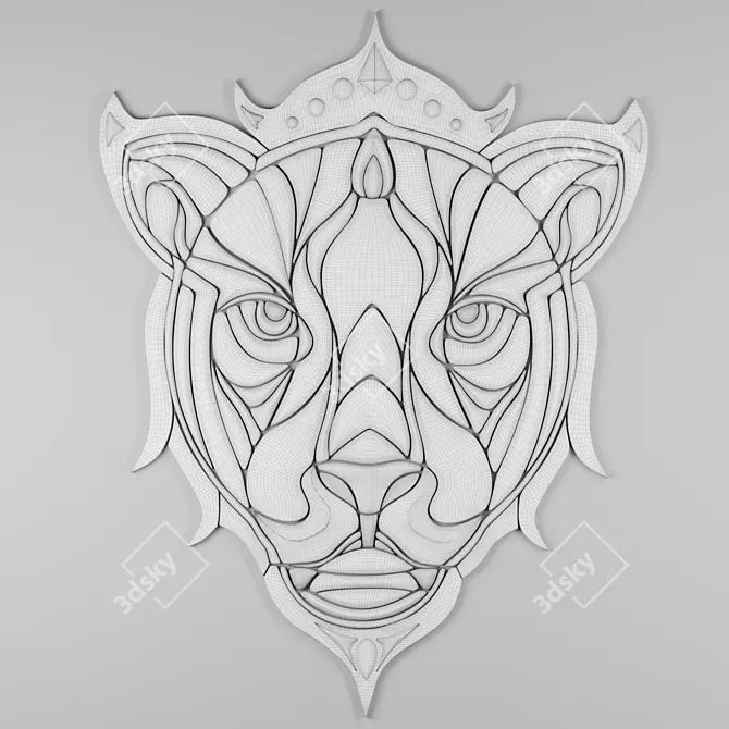 Majestic Lion Head Sculpture 3D model image 6