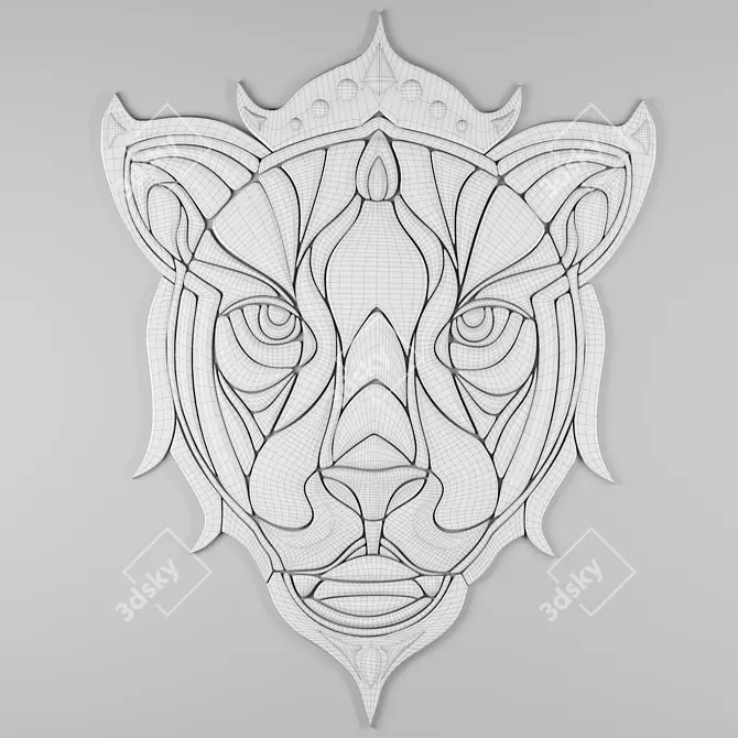 Majestic Lion Head Sculpture 3D model image 7