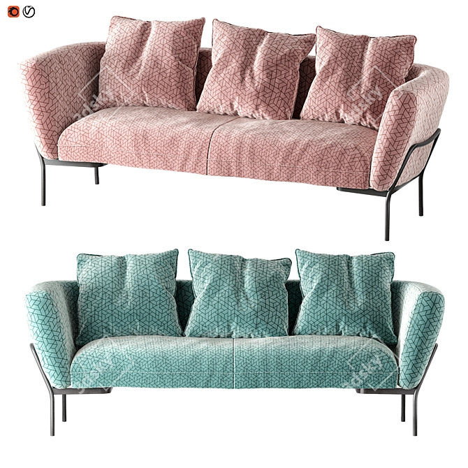 Sleek 2021 Fabric Sofa 3D model image 2