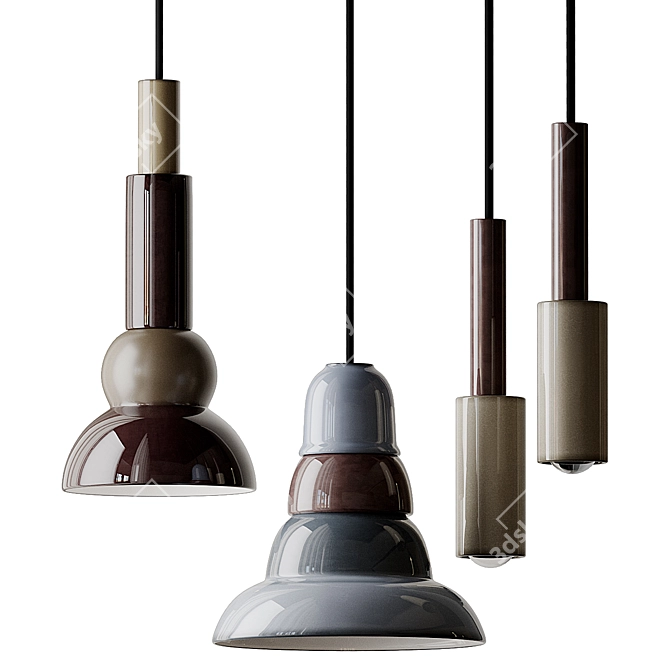 Sleek Serax Porcelain Pendant Lights 3D model image 1