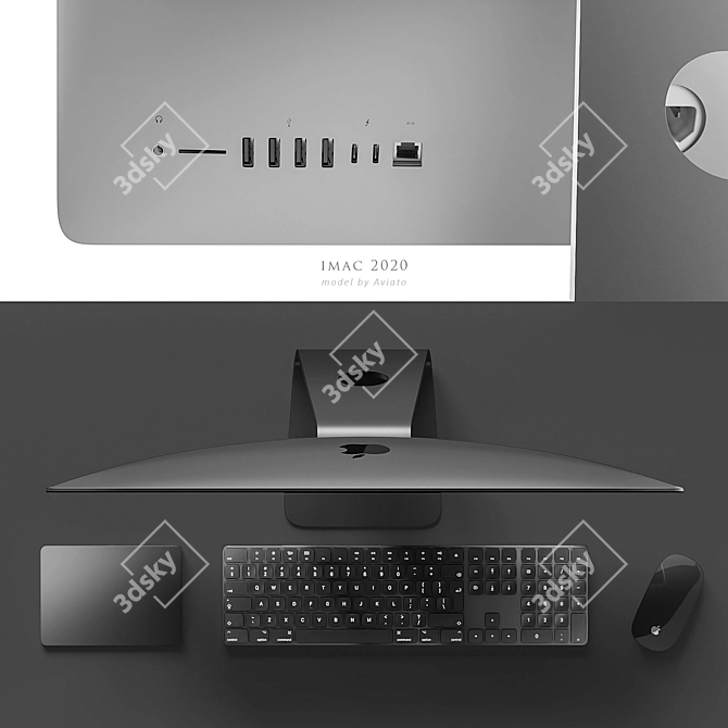 Apple iMac 2020: Versatile Screen Positioning Controller 3D model image 4