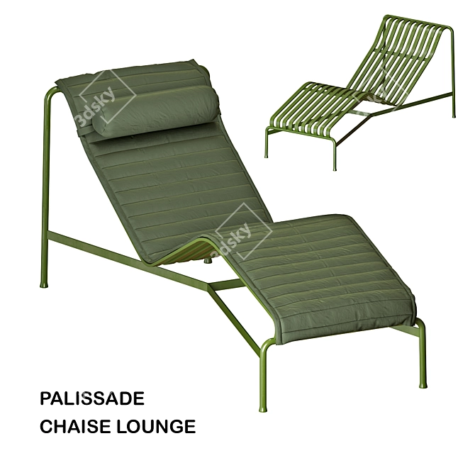 Sleek Hay Palissade Chaise Lounge 3D model image 1