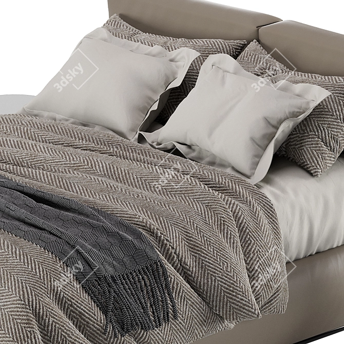 Elegant Asolo Leather Bed 3D model image 3