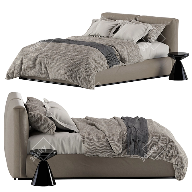 Elegant Asolo Leather Bed 3D model image 4