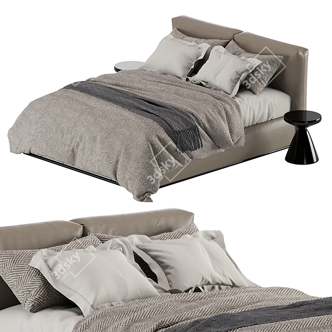 Elegant Asolo Leather Bed 3D model image 5