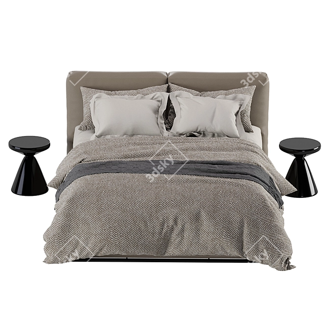 Elegant Asolo Leather Bed 3D model image 6