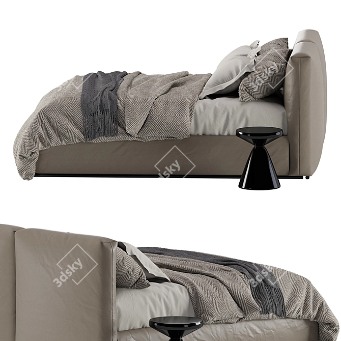 Elegant Asolo Leather Bed 3D model image 7