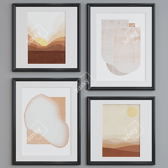 Modern Classic Frame Set with Abstract Images - 4 Frames, 5 Material Options 3D model image 5