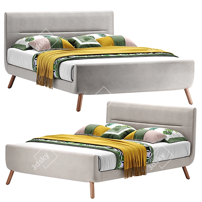 Borneo Bed: Spacious, Stylish, and Versatile 3D model image 4