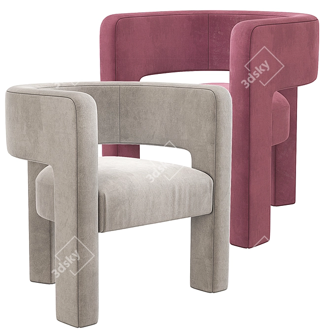 Sculpt Velvet Chair: Pink, Red, Gray, Pistachio | Crate and Barrel 3D model image 5
