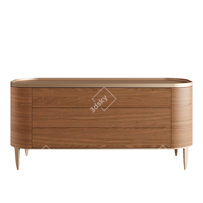 Modern Black Elm Chest of Drawers 3D model image 1