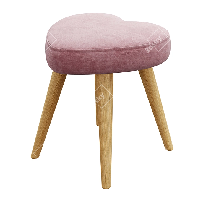 Heart Shape Cushion Stool: Elegant and Comfortable 3D model image 4