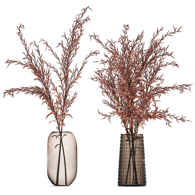 Golden Dried Bouquet in Vase 3D model image 1