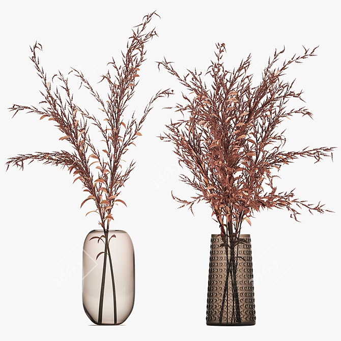 Golden Dried Bouquet in Vase 3D model image 6