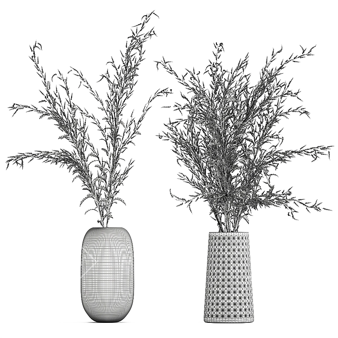 Golden Dried Bouquet in Vase 3D model image 7