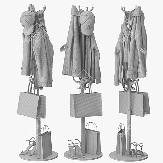 Stylish HEMNES Hat & Coat Stand 3D model image 1