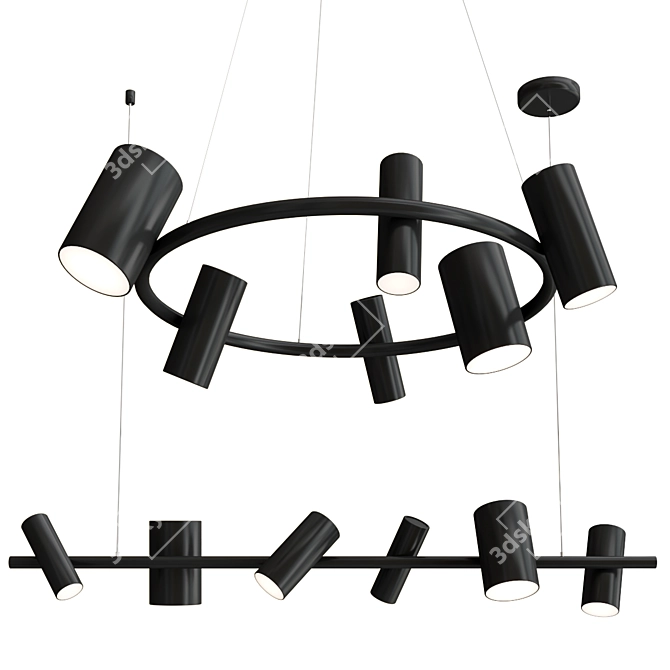 Glamorous Can Can Pendant: Modern Swivel Metal Lamp 3D model image 1