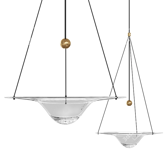 Elegant Timepiece Glass Chandelier 3D model image 1