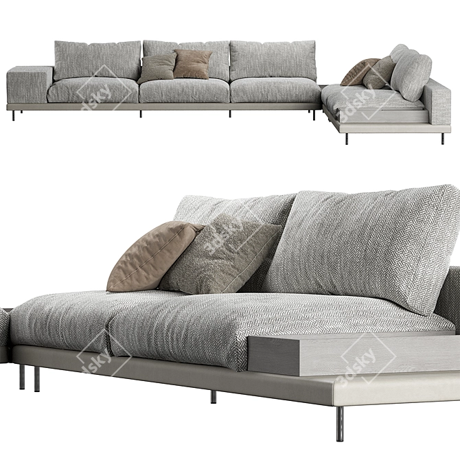 Space Sectional Sofaclub: Versatile Design and Customizable Color 3D model image 5