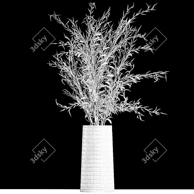 Elegant White Dry Flower Bouquet 3D model image 6
