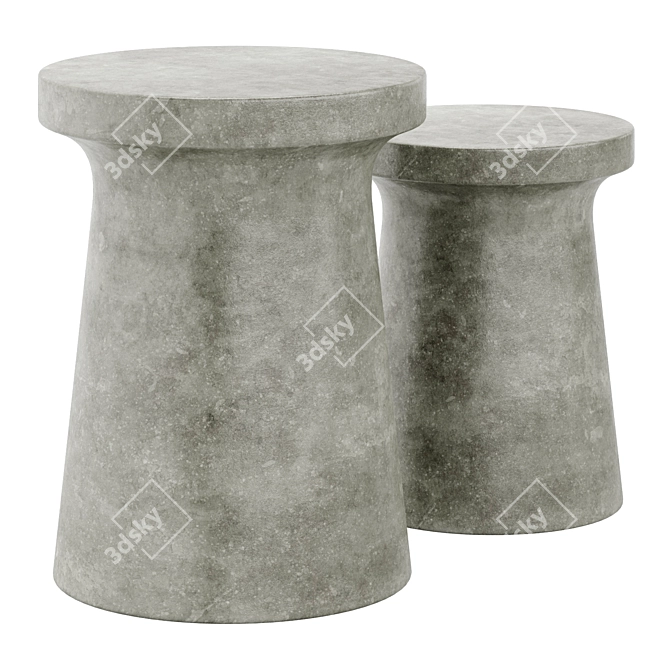 Modern Gray Round Garden Stool 3D model image 1
