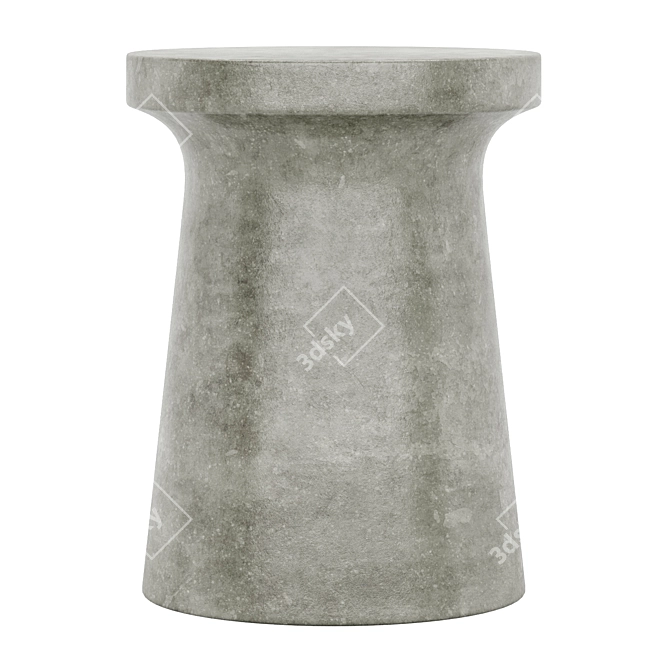 Modern Gray Round Garden Stool 3D model image 2