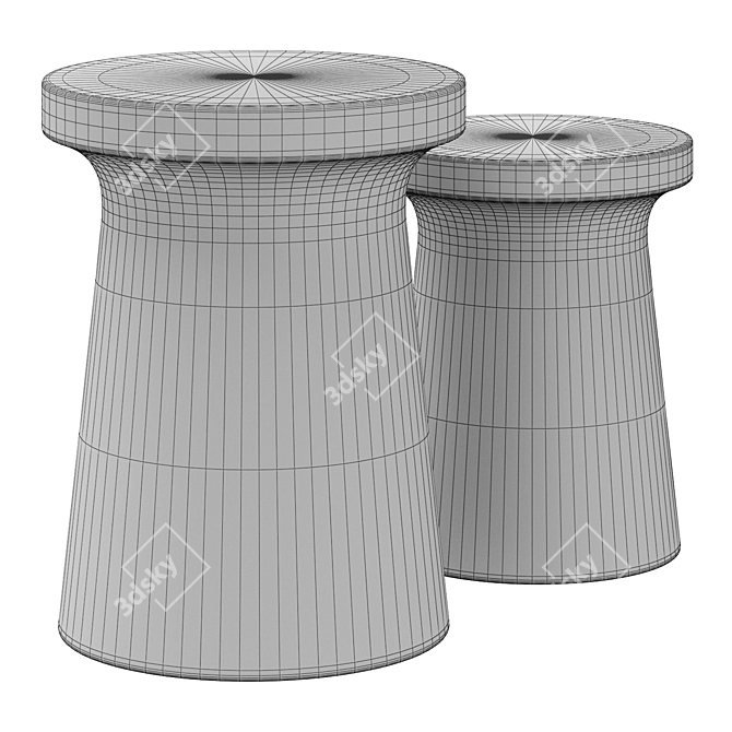Modern Gray Round Garden Stool 3D model image 4