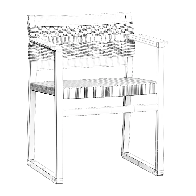 Stylish BM62 Cane Wicker Armchair 3D model image 3