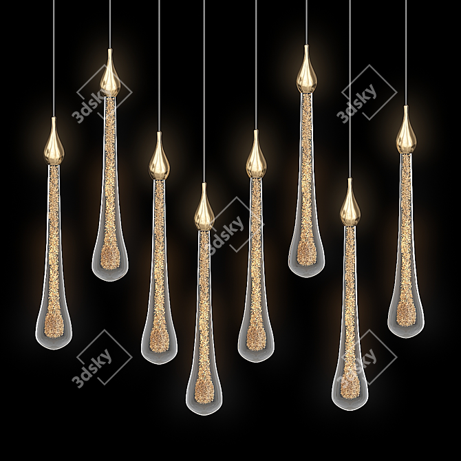 Elegant Golden Drop Pendant 3D model image 1