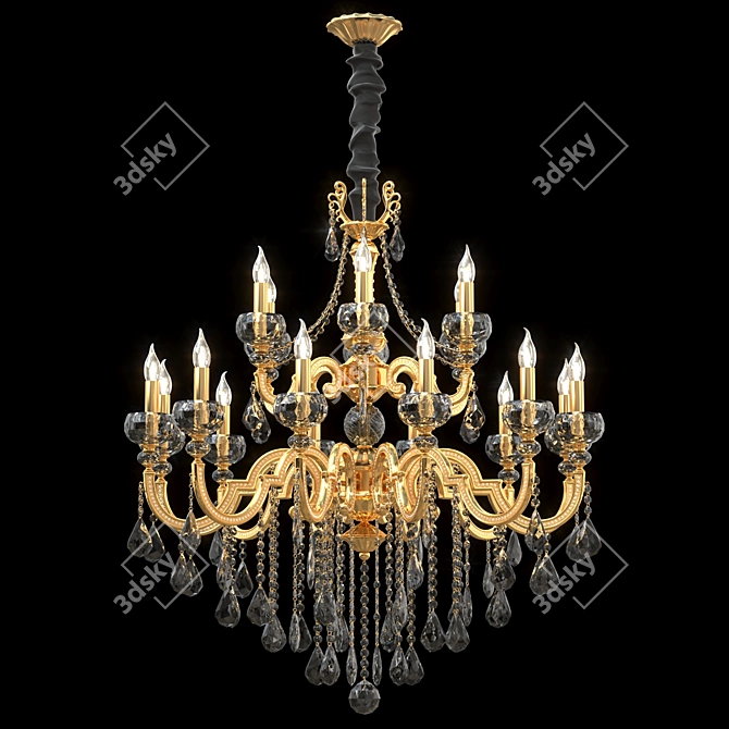 Crystal Cascade Pendant Lamp 3D model image 1