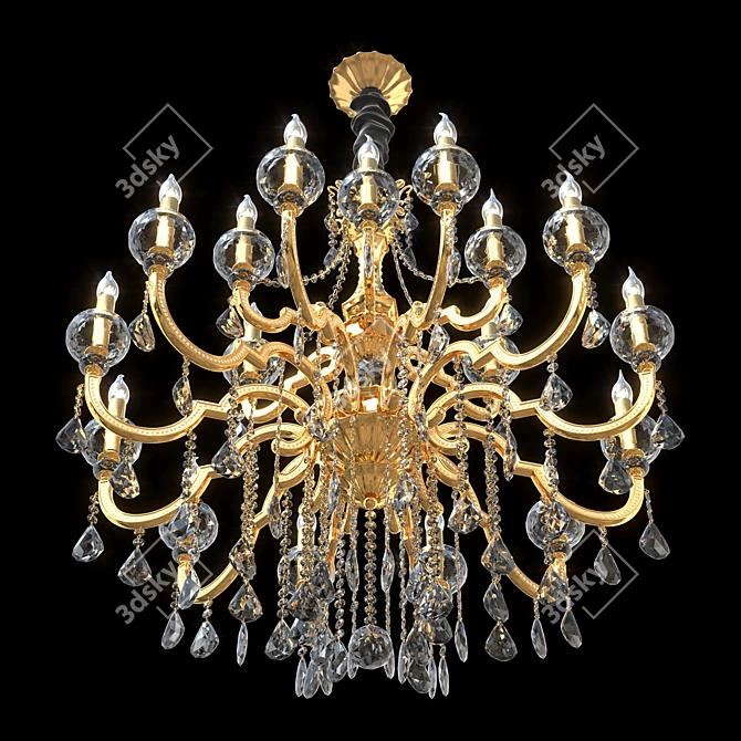 Crystal Cascade Pendant Lamp 3D model image 2