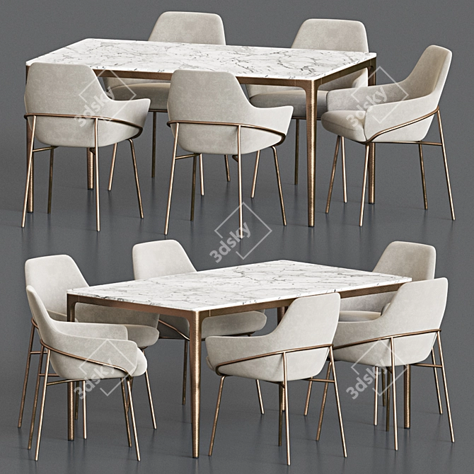 Elegant Dining Set for Versatile Spaces 3D model image 2