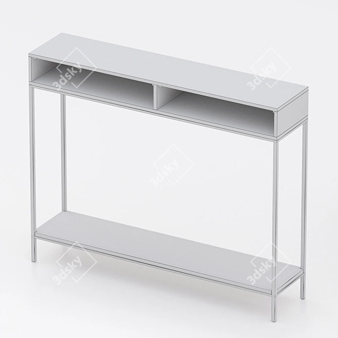 Rustic Industrial Wood & Metal Console 3D model image 3