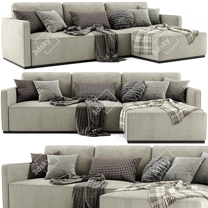 Elegant Blanche Chaise Longue Sofa 3D model image 1