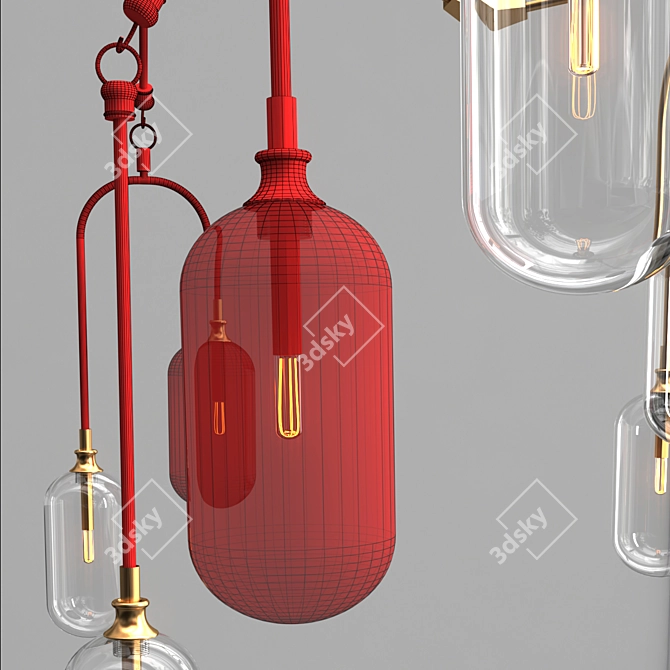 Postmodern Glass Chandelier 3D model image 5