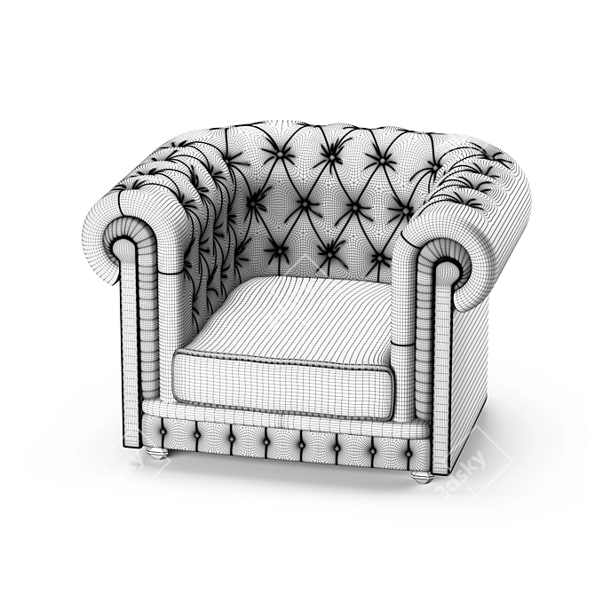 Title: Elegant Leather Chesterfield Chair 3D model image 3