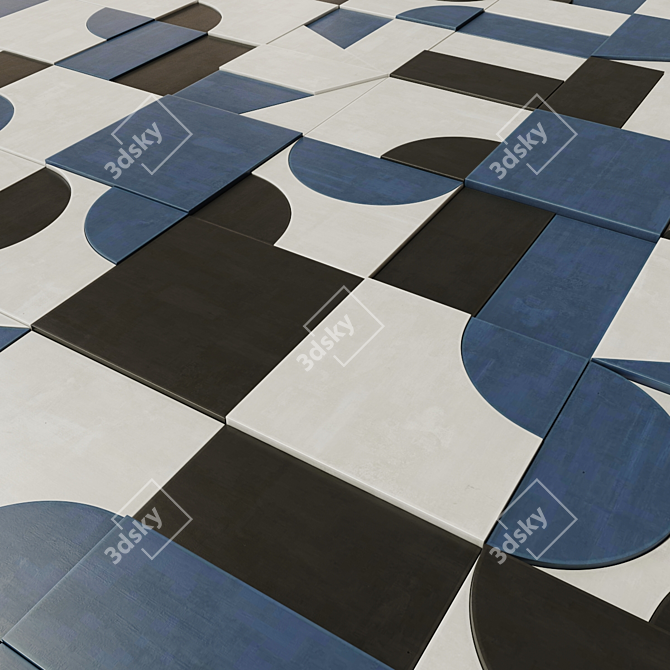 Mutina Puzzle Tile: Geometric Design. 3D model image 3