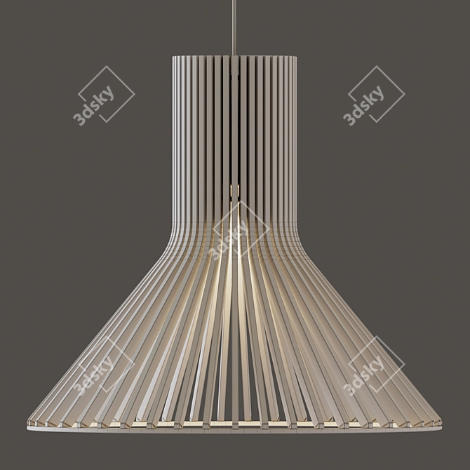 Eco-Style Wooden Pendant Lamp 3D model image 3