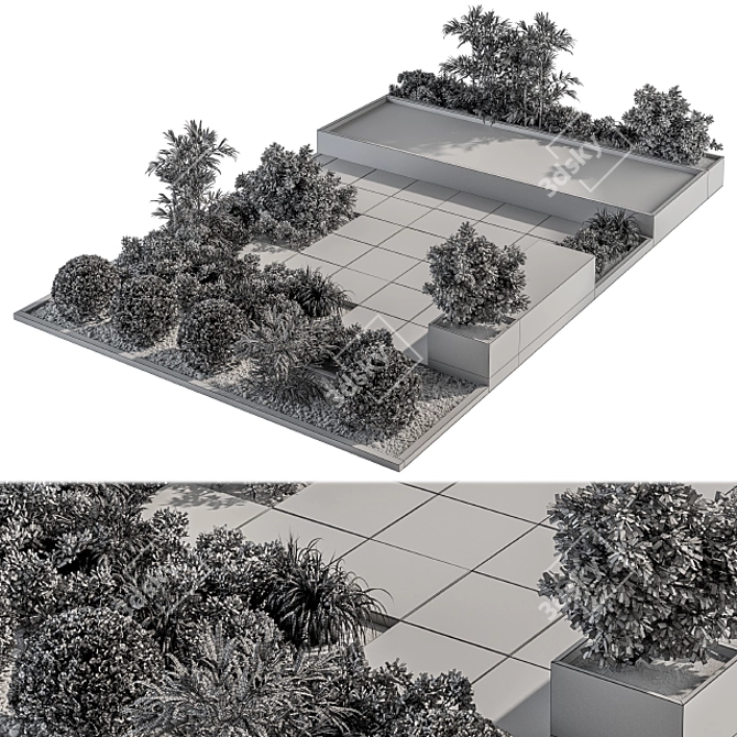 Outdoor Oasis Bench-Pound Combo 3D model image 7