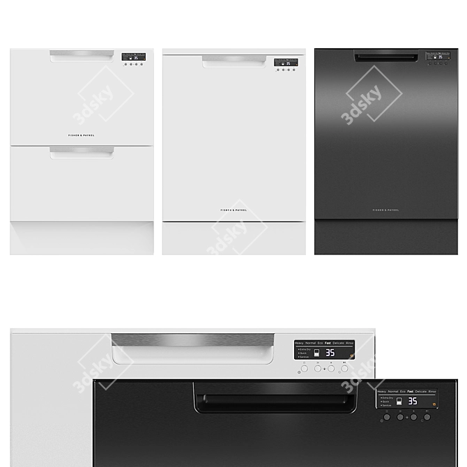 Fisher & Paykel Dishwasher: Sleek, Efficient, Powerful 3D model image 2