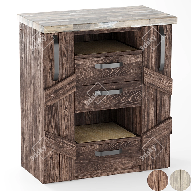 Multifunctional Wooden Kitchen Island - Drawer Pedestal 3D model image 1