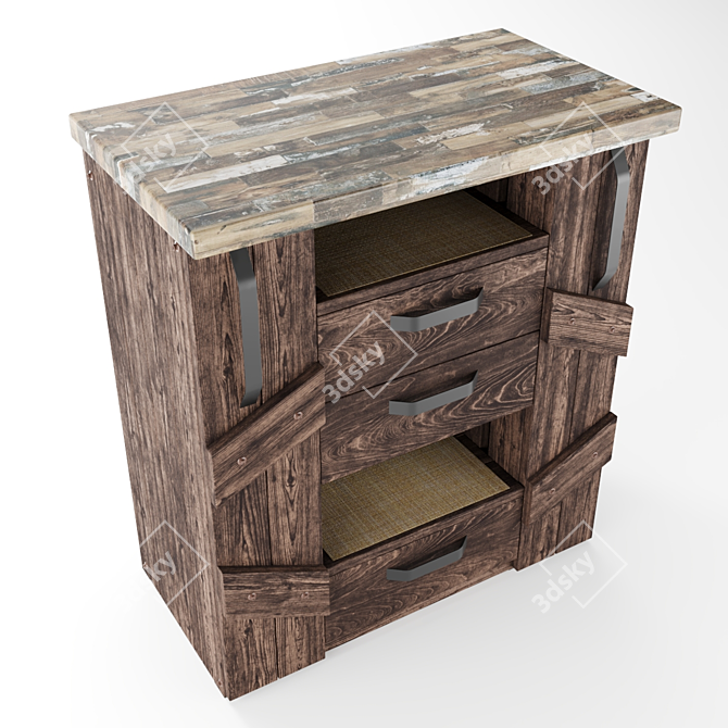Multifunctional Wooden Kitchen Island - Drawer Pedestal 3D model image 2