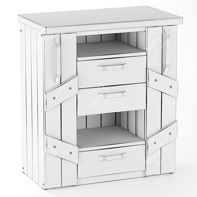 Multifunctional Wooden Kitchen Island - Drawer Pedestal 3D model image 7