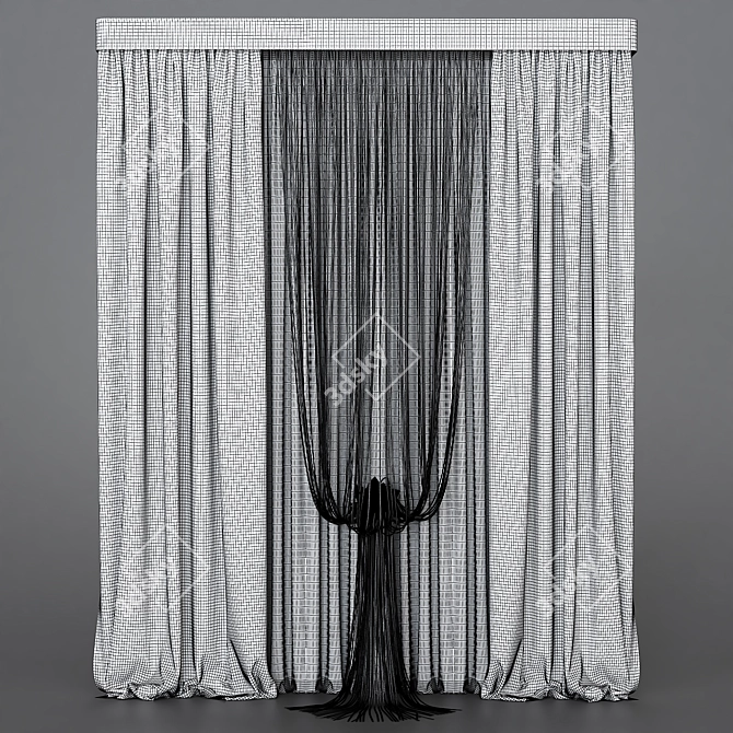 Elegant Sheer Curtain Set 3D model image 3